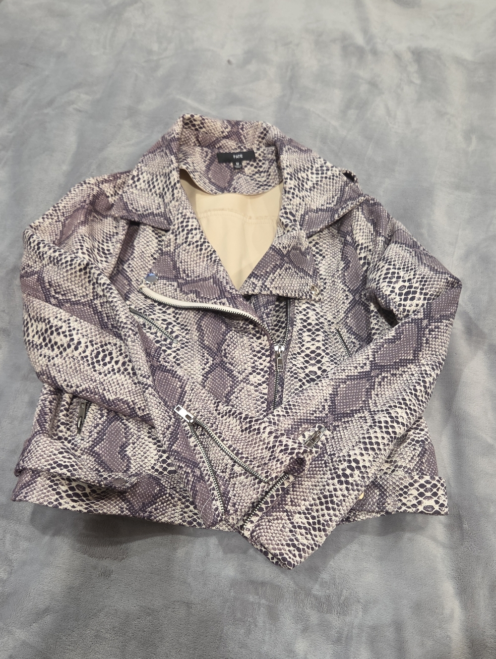 Snake-Print Moto Jacket